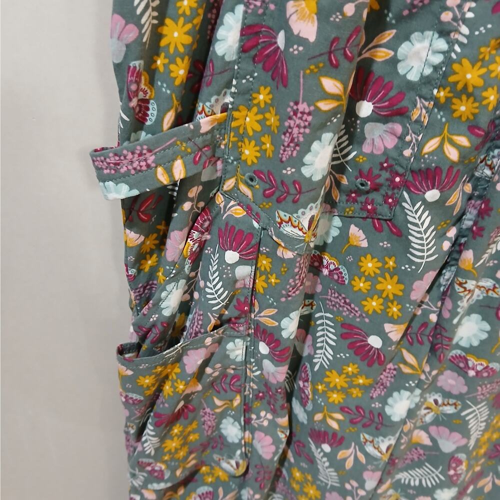DULUTH TRADING Heirloom Gardening Bib Overalls XXS 31 NWT Fir Butterfly Floral - Picture 6 of 13